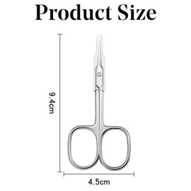 Cuticle Scissors with Curved Sharp Tip, Portable Small Scissors Professional Cuticle Cutter, Multi-Purpose Russian Manicure Cuticle Trimmer for Eyebrow, Nail, Eyelash, Beards (Silver)