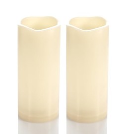CANDLE CHOICE Waterproof Outdoor Battery Operated Flameless Candles with Timer Flickering Plastic Resin Electric LED Pillar Lights for Lantern Patio Garden Wedding Party Decorations 3x7 Inches 2 Pack