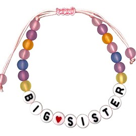 Big Sister Gift for Sister, Bear Big Sister Bracelet, Little Sister Gifts for Sisters for Little Girls, Big Sister Announcement, Sister Jewelry with Round Bead (1pcs)