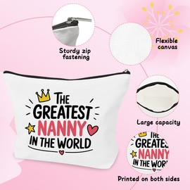 Nanny Birthday Gifts,Best Nana Nanny Gifts for Mothers Day from Grandchildren,Nannie Birthday Christmas Presents for Nan Makeup Bag Nannys' Nana Presents Cosmetic Bags from Grandson Granddaughter