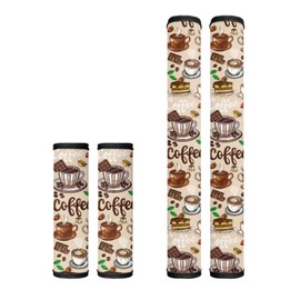 Viewamoon Coffee Themes Refrigerator Door Handle Covers 4 Pack Foldable Fridge Handle Covers Cakes Pattern Decoration for Home Kitchen Appliance Foor Cover Foldable Washable