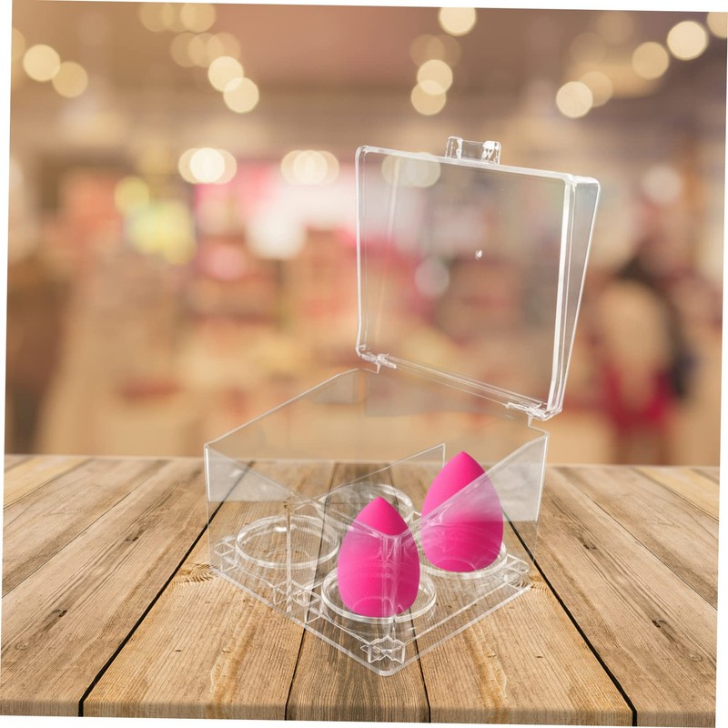 Baluue Clear Makeup Sponge Storage Box Transparent Multi-grid Organizer for