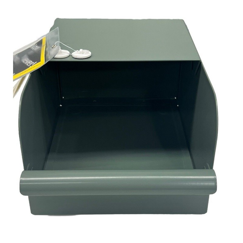 IKEA REJSA Storage Box Metal Bin Gray/Green 7" x 9