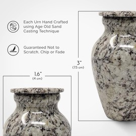 4 Pack Small Keepsake Cremation Urn for Human Ashes Aluminum with Gray Marble Finish | Mini Metal Sharing Personal Funeral Urn for Pet or Human Ashes