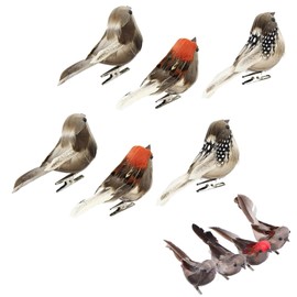 MOLIMOLI 6 Stück Künstliche Federvögel, Deko Vögel Mit Clip – Greifvogel Attrappe, Vogels Dekofigur, Osterdeko, Wetterfeste Zaunhocker Figuren, Vogelfedern, Waldtiere Figuren, Keramik Deko Garten