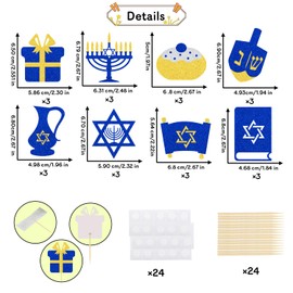 24 Pcs Hanukkah Cupcake Toppers Hanukkah Decorations Chanukah Holiday Party Decorations Jewish Party Decorations Supplies