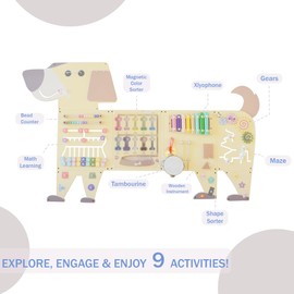 EsterFlare EsterFlare Dog Activity Wall Busy Board Panels, Toddler Learning Activity Center, Montessori Sensory Activity Board, Educational Toys for Children's Playroom & Daycare