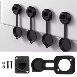 EMSea 2 Set RJ45 CAT6 Adapter with Dust Cover 31MM x 26MM Panel Mount Female to Female Network Connector with Install Screw Ethernet Extension Coupler Adapter