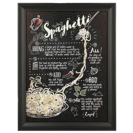 Various kinds of snack recipes wall art decor,Hamburger,Hot DOG,PIZZA,SANDWICH,FRIES,CAKES,BBQ 13W x 17H inches, Framed (spaghetti)