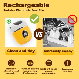 Electric Foot Callus Removers Rechargeable,Pedicure Tools for feet,Electronic Foot File Pedicure Kits,Adjustable Speed Foot Scrubber,Electric Foot Callus Remover Compact（Upgraded High-Power Motor）