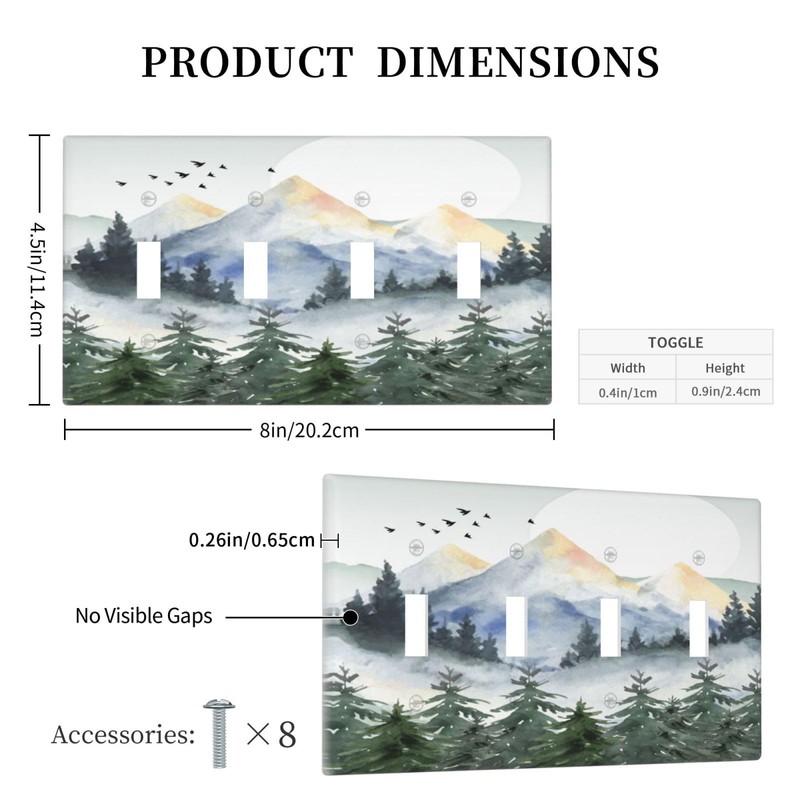 Tree Forest Mountain Quad Toggle Light Switch Plate Cover 4