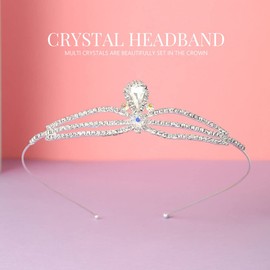 Kilshye Rhinestone Crown Headband Silver Princess Tiaras Wedding Bridal Hairband Birthday Party Hair Accessories for Women and Girls