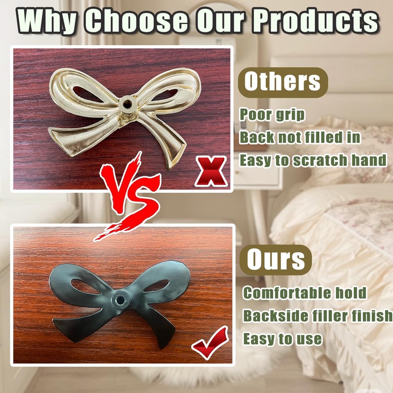 8 Pcs Black Bow Cabinet Knobs Vintage Bow Shape Cabinets