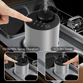 Waterless Essential Oil Diffuser Battery Operated Cordless Aromatherapy Diffuser with Timing & 3 Mist Levels car Diffuser，Black Aluminum Alloy (Silver)