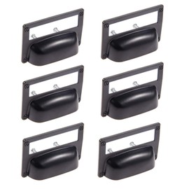 dophee 6Pcs Label Holder Pull Handles, Oil Rubbed Black Drawer Pulls, Vintage Decorative Cabinet Knobs with Screws for Cupboard Drawers Dresser File Case Apothecary Bookcase, 3.19"x2.05"