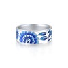 Santuzza 925 Sterling Silver Daisy Ring Blue Enamel Flower Pattern