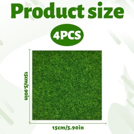 15 x 15 cm Fake Grass Mat,4 PCS Model Grass,Miniature Artificial Grass Mat,Modelling Grass,Artificial Grass Mat,Artificial Graden Grass for Craft,Artificial turf for Modelling, Dolls House, Toy Farm