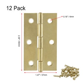 Murtenze 12 Pack 2.5 Inch Door Hinge Cabinet Hinge, Gold Butt Hinges Ball Bearing Hinges Window Hinges Outdoor Hinges with Mounting Screws