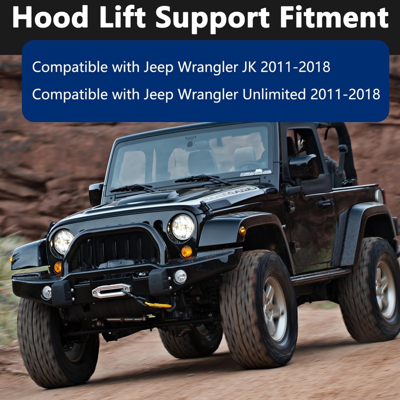 HNeekyr Front Hood Lift Support, Compatible with Jeep Wrangler JK