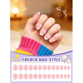 EBANKU 156 uñas postizas francesas para niñas, cobertura completa.