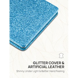 OMIRO Compact Mirror, Glitter PU Leather 1X/3X Magnification, Ultra Portable for Purses, 2.4" W x 3.4" L (Blue)