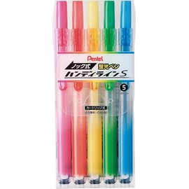 Pentel Knock Highlighter, Handy Line, 5 Color Set (SXNS15-5)