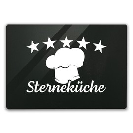 Star Kitchen Glass Chopping Board with Chef's Hat and Stars a Cooking Board for Your Kitchen Glass Kitchen Board Chefs Motif Professional Chef Accessories Unusual Hobby Chefs Cooking