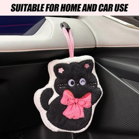 Kitchen Hand Towels,Car Hangable Washcloths - Absorbent Soft Coral Fleece Hangable Cat Pattern Hand Towel for Bathroom, Travel, Farmhouse, Camping, Car, Kitchen
