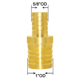 Joywayus Hose Barb Reducer 5/8" to 1" Barb Fitting Reducing Splicer Union Brass Fitting Water/Fuel/Air