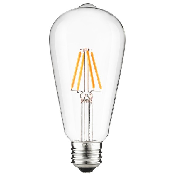 Sunlite 80460-SU Vintage S19 Edison 3W LED Antique Filament Style Light Bulb E26 Base 25W Incandescent Replacement Lamp, 1 Pack, 22K - Warm White