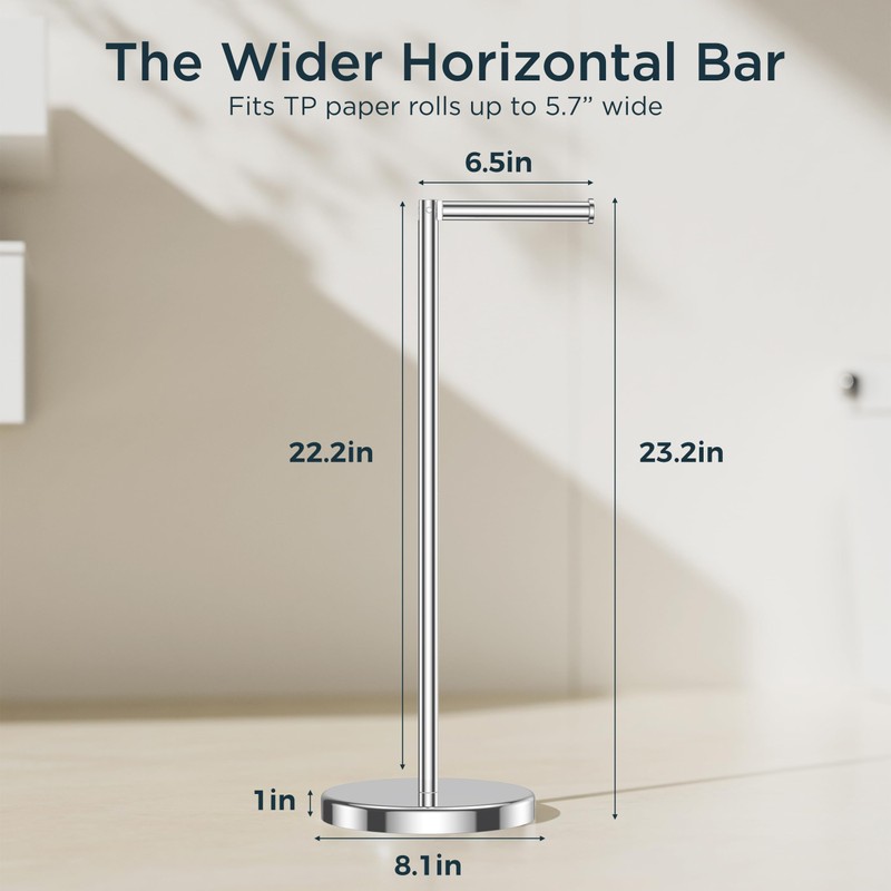 FORIOUS Toilet Paper Holder Stand, Modern Freestanding Tissue Roll Holder