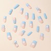 AEGYPIUS Blue Press-On Nails, 24 Pcs Long, Flower Design, ABS