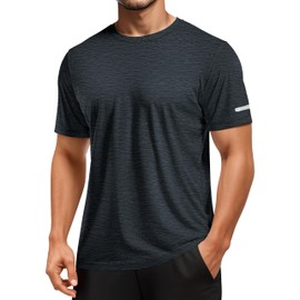 MAGCOMSEN Athletic Shirts for Men Short Sleeve Tshirts Lightweight Breathable Quick Dry Gym Crewneck Tee Black, L