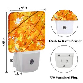 Autumn Maple Leaves Night Light ,Plug Into Wall with Dusk To Dawn Light Sensors, Warm Nightlights for Bedroom, Bathroom, Hallway, Kitchen, Gifts Ideal for Boys Girls Women Men