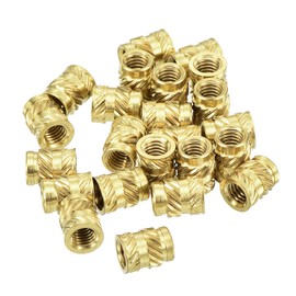 sourcing map Knurled Insert Nuts, 150Pcs M3 x 5.7mm L x 4.6mm OD 3D Printing Brass Nuts Female Threaded Inserts Brass Heat Set Insert Embedment Nut