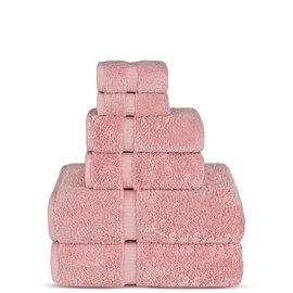 Chakir Turkish Linens Luxury Spa and Hotel Quality Premium Turkish Cotton 6-Piece Towel Set (2 x Bath Towels, 2 x Hand Towels, 2 x Washcloths, Pink)