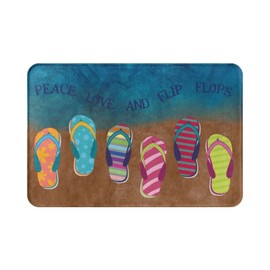 Jedenkuku Beach Colorful Summer Flip Flops Fun Indoor Door Mat Non-Slip Home Bath Room Decoration Mat Rug Housewarming Gift 23.6in*15.7in