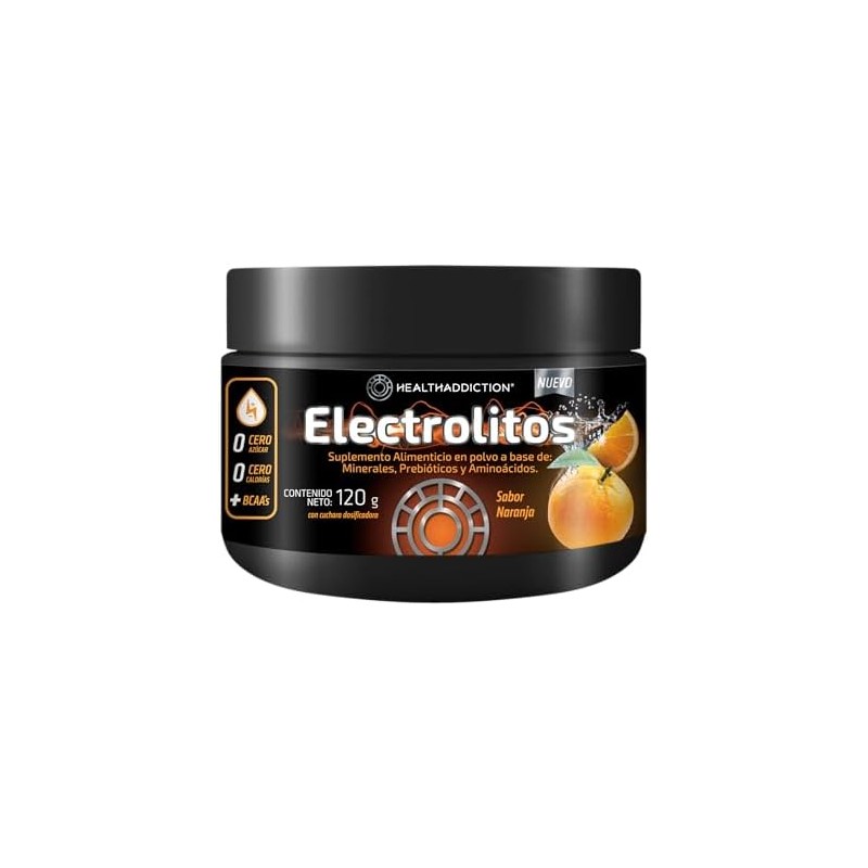 HEALTHADDICTION Polvo de Electrolitos con BCAAs Prebióticos y Vitaminas B