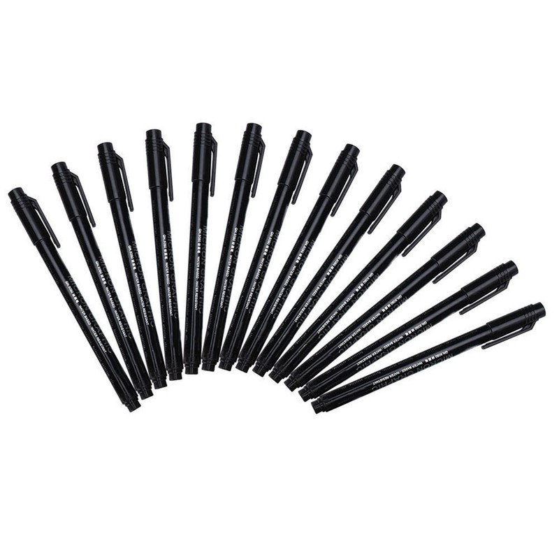12pcs Micron Liner Fine Tip Marker Pen Black Ink Waterproof