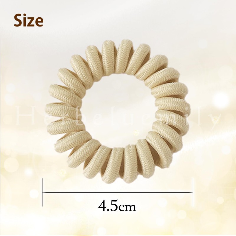 Herbeluemily Hair Rubber Spring Rubber Spiral Hair Rubber Natural Color