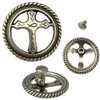 Christian Cross Screw Back Conchos with Roped Edge - 3/4"-