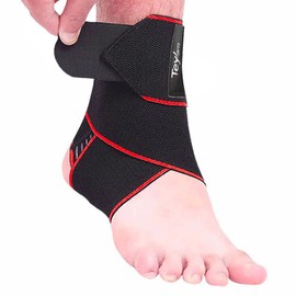 Teylam Ankle Brace, Adjustable Bandage Ankle, Flexible Ankle Brace, Ultra Thin Foot Bandage, Running Football, Right and Left Ankle (Red, Pack of 1)