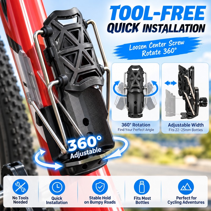 Motorcycle & Bike Cup Holder for Handlebar – Automatic Clamping