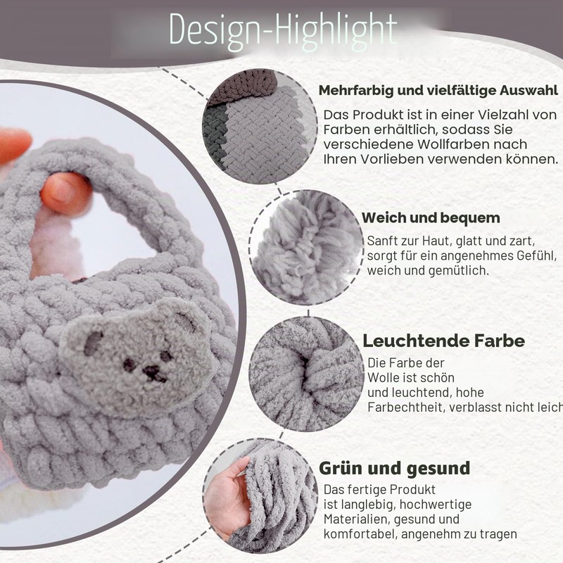 Thick Wool for Hand Knitting, 500 g (2 x 250