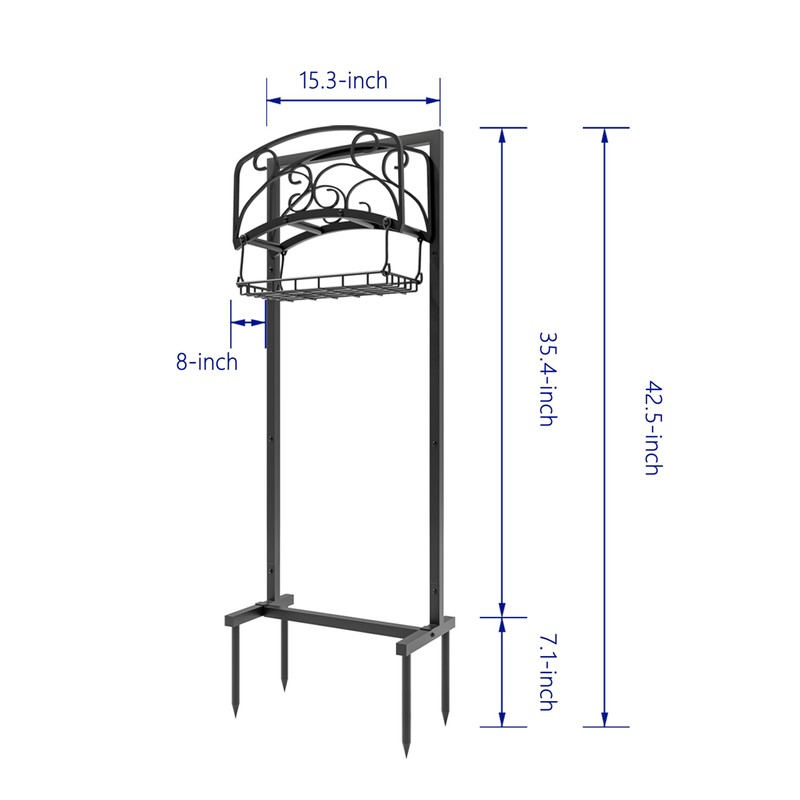 Kingson Portable Garden Hose Holder with Storage Basket - Heavy-Duty