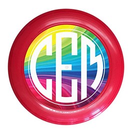 Wham-O Custom Initials Rainbow Monogram Ultimate Frisbee Disc - 175g, Red