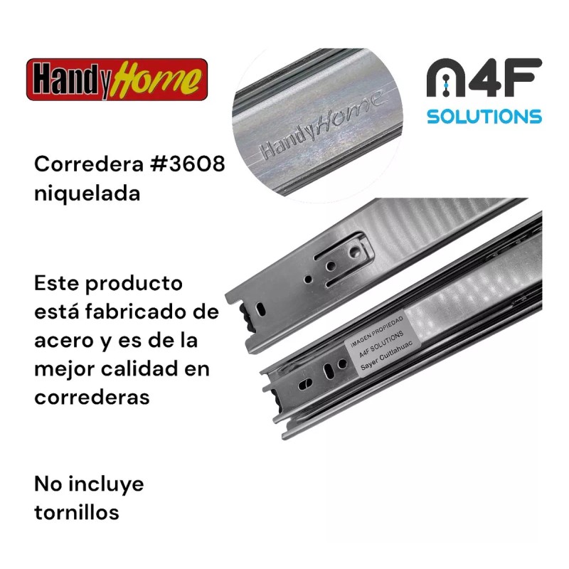 Handyhome Corredera Cajón Handy Home 60cm X 4.5cm 1paquete 2pz