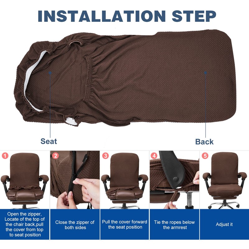 NeColorLife Stretchable Office Chair Cover with Armrest Covers – High-Back