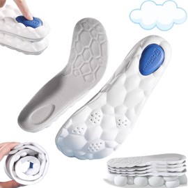 Sport Insoles Ultra-Soft Latex Insoles for Men & Women - High Elasticity, Shock Absorption, Sweat-Absorbing, Thickened Comfort for Running Training Hiking Orthotic Comfort Insoles for Sneakers XL(EU 45-46)