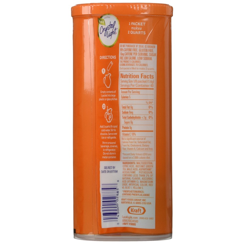 Crystal Light Natural Green Tea Peach Mango Drink Mix (30